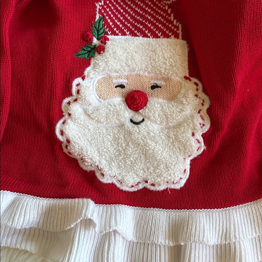 Adorable Santa Mud Pie Red child holiday sweater with ruffles size M (2-3T) - Picture 5 of 7